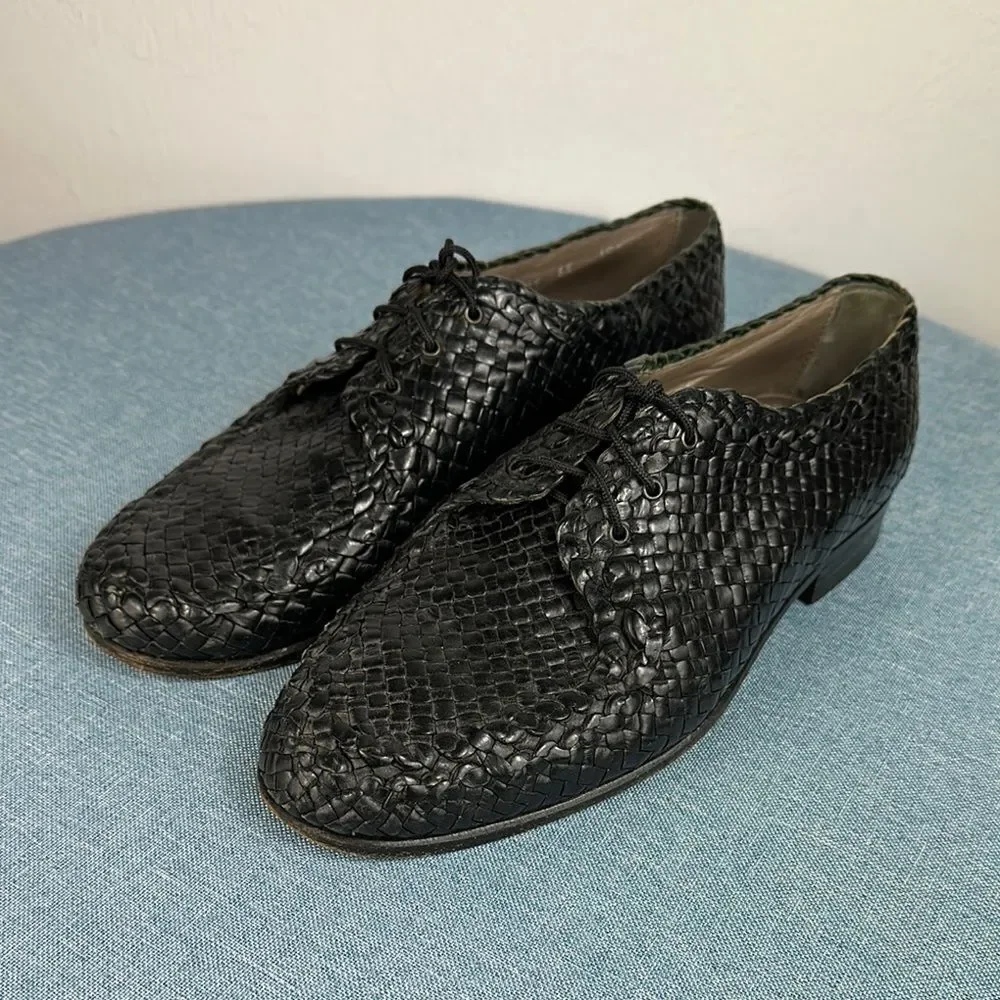 ALDO Brue Black Woven Leather Men's Oxfords Shoes Size 6.5